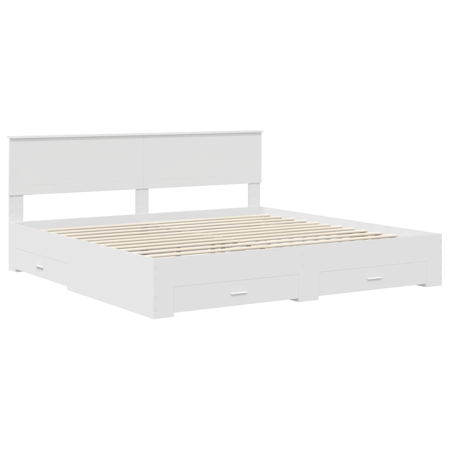 Bed Frame with Headboard White 200 x 200 cm Engineered Wood