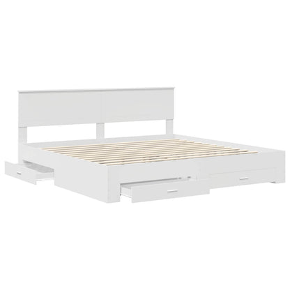Bed Frame with Headboard White 200 x 200 cm Engineered Wood