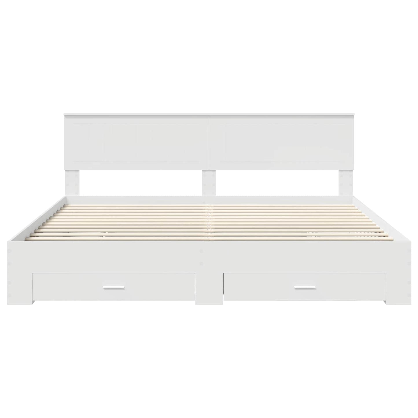 Bed Frame with Headboard White 200 x 200 cm Engineered Wood