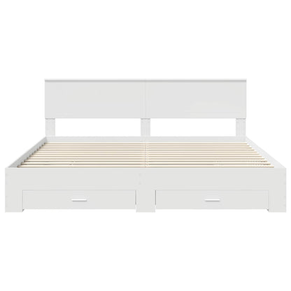 Bed Frame with Headboard White 200 x 200 cm Engineered Wood