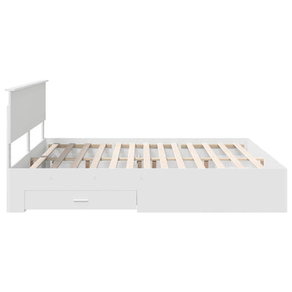 Bed Frame with Headboard White 200 x 200 cm Engineered Wood