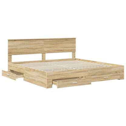 Bed Frame with Drawer Sonoma Oak 200 x 200 cm Engineered Wood