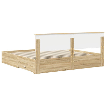 Bed Frame with Drawer Sonoma Oak 200 x 200 cm Engineered Wood
