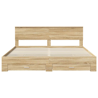Bed Frame with Drawer Sonoma Oak 200 x 200 cm Engineered Wood