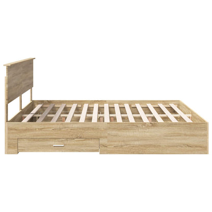 Bed Frame with Drawer Sonoma Oak 200 x 200 cm Engineered Wood
