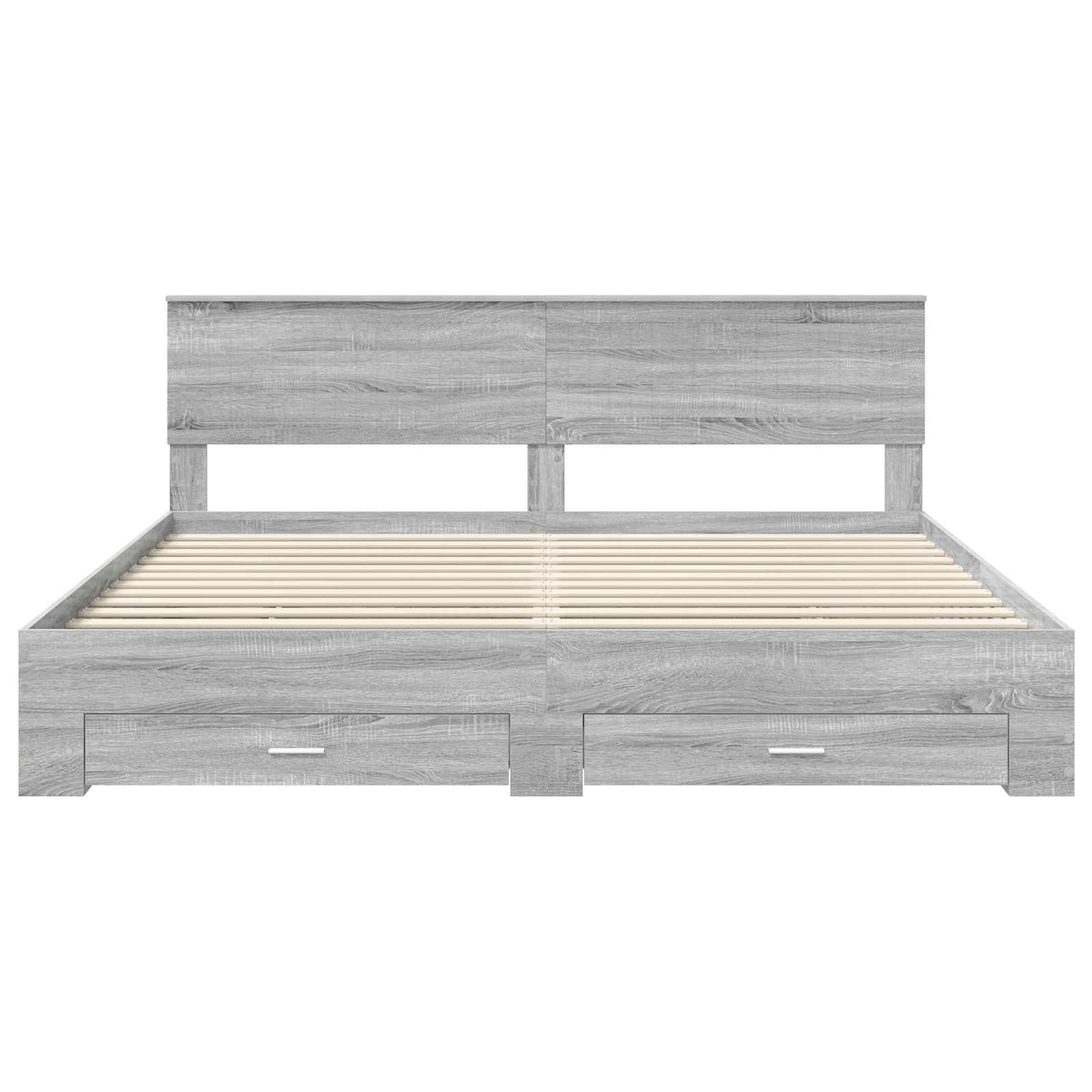 Bed Frame with Drawer Grey Sonoma 200 x 200 cm Engineered Wood