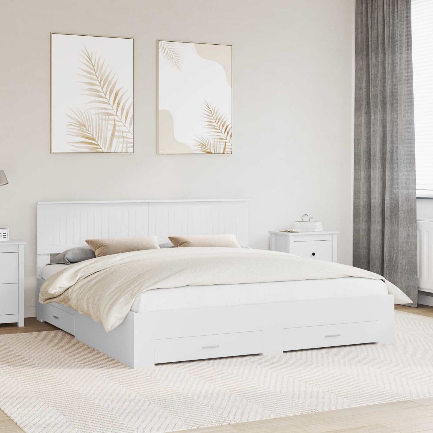 Bed Frame with Headboard White 180 x 200 cm Engineered Wood