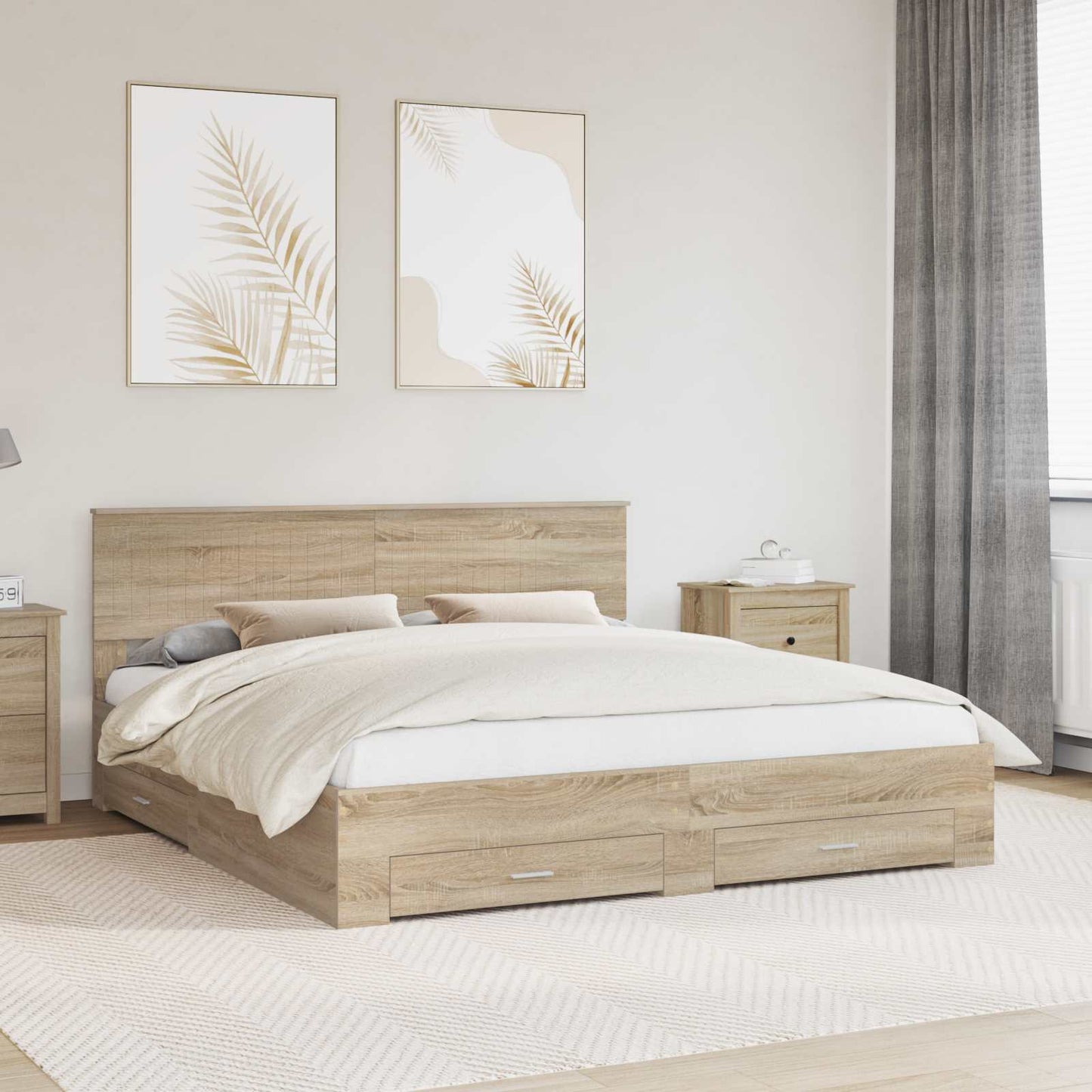 Bed Frame with Drawer Sonoma Oak 180 x 200 cm Engineered Wood