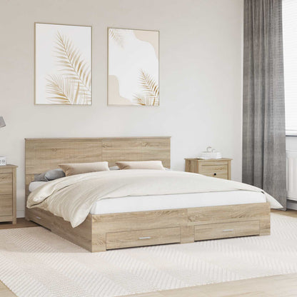Bed Frame with Drawer Sonoma Oak 180 x 200 cm Engineered Wood