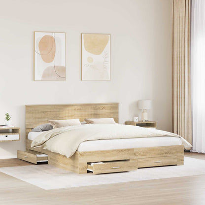 Bed Frame with Drawer Sonoma Oak 180 x 200 cm Engineered Wood