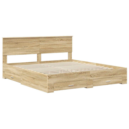 Bed Frame with Drawer Sonoma Oak 180 x 200 cm Engineered Wood