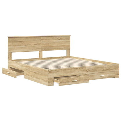 Bed Frame with Drawer Sonoma Oak 180 x 200 cm Engineered Wood