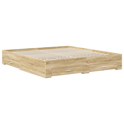 Bed Frame with Drawer Sonoma Oak 180 x 200 cm Engineered Wood