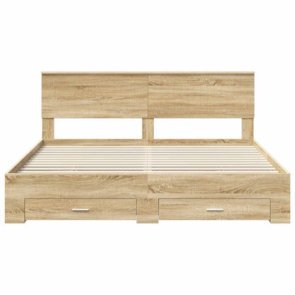 Bed Frame with Drawer Sonoma Oak 180 x 200 cm Engineered Wood