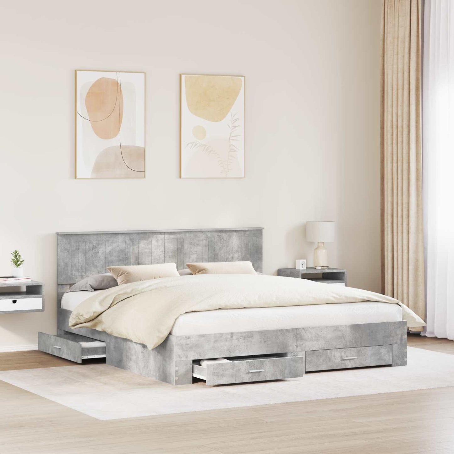 Bed Frame Concrete Grey 180 x 200 cm Engineered Wood