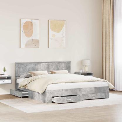 Bed Frame Concrete Grey 180 x 200 cm Engineered Wood