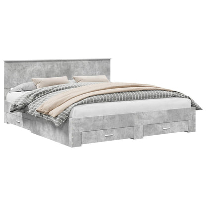 Bed Frame Concrete Grey 180 x 200 cm Engineered Wood