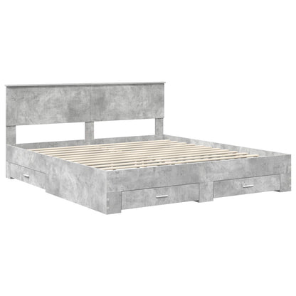 Bed Frame Concrete Grey 180 x 200 cm Engineered Wood