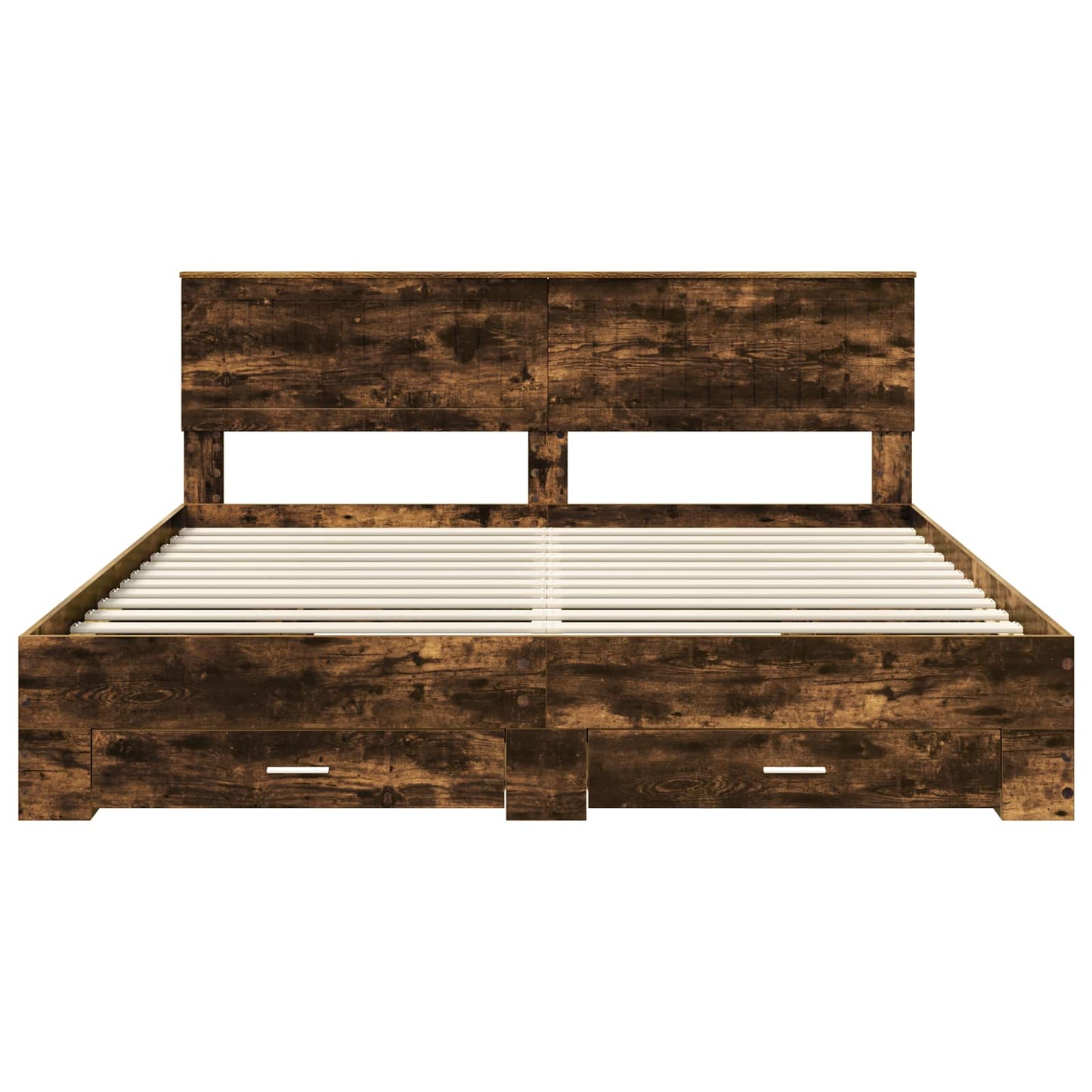 Bed Frame with Drawer Smoked Oak 180 x 200 cm Engineered Wood