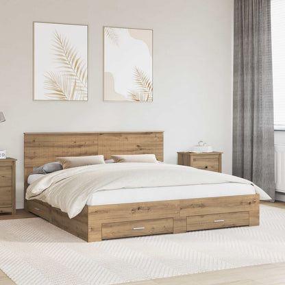 Bed Frame with Drawer Artisan Oak 180 x 200 cm Engineered Wood