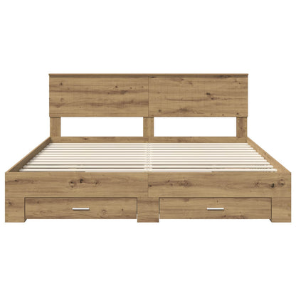 Bed Frame with Drawer Artisan Oak 180 x 200 cm Engineered Wood