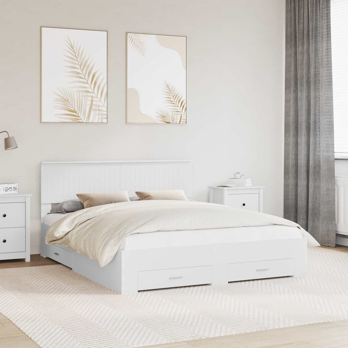 Bed Frame with Headboard White 160 x 200 cm Engineered Wood