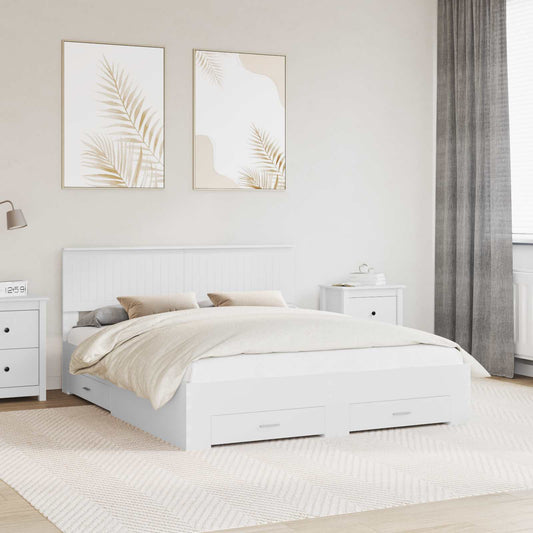 Bed Frame with Headboard White 160 x 200 cm Engineered Wood