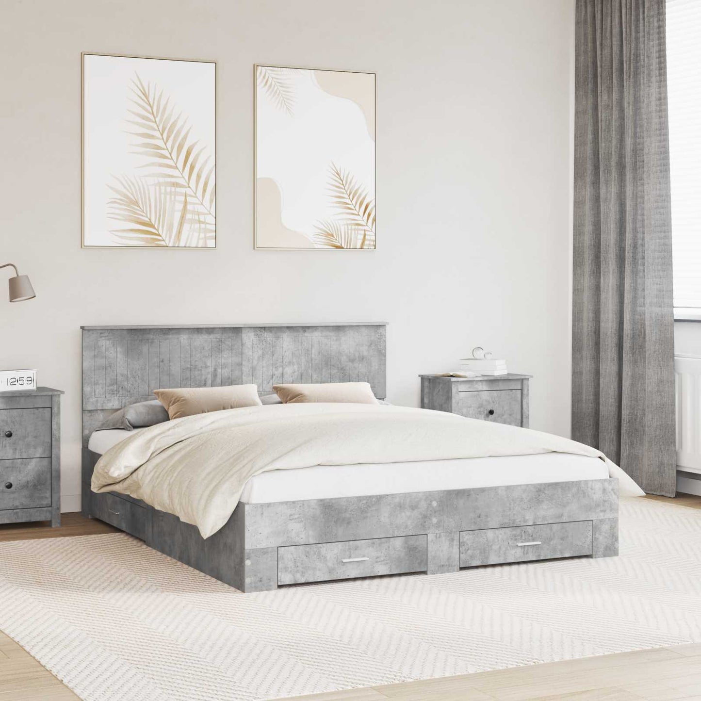 Bed Frame Concrete Grey 160 x 200 cm Engineered Wood