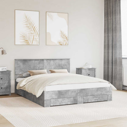 Bed Frame Concrete Grey 160 x 200 cm Engineered Wood