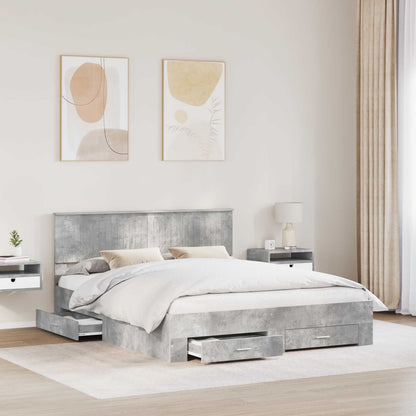 Bed Frame Concrete Grey 160 x 200 cm Engineered Wood