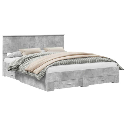 Bed Frame Concrete Grey 160 x 200 cm Engineered Wood
