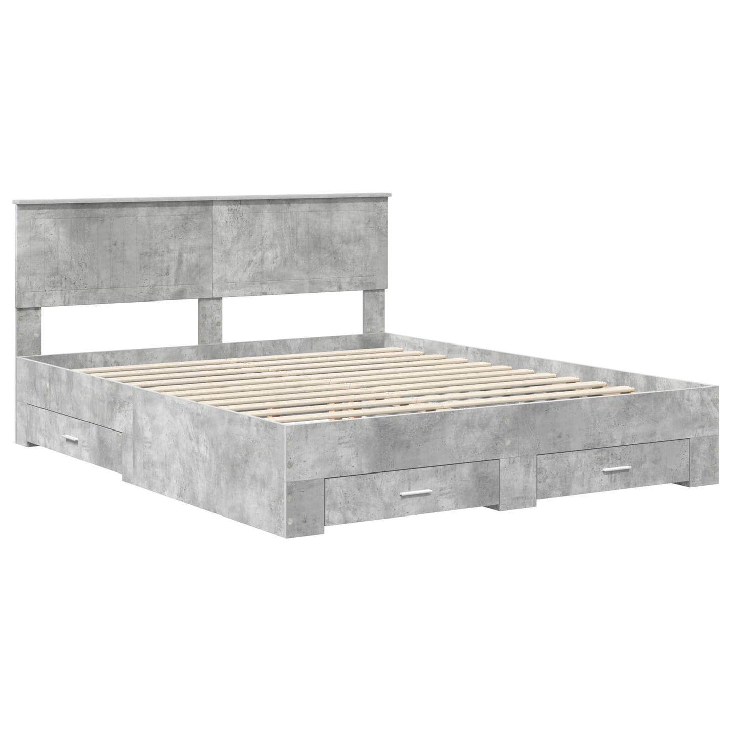 Bed Frame Concrete Grey 160 x 200 cm Engineered Wood