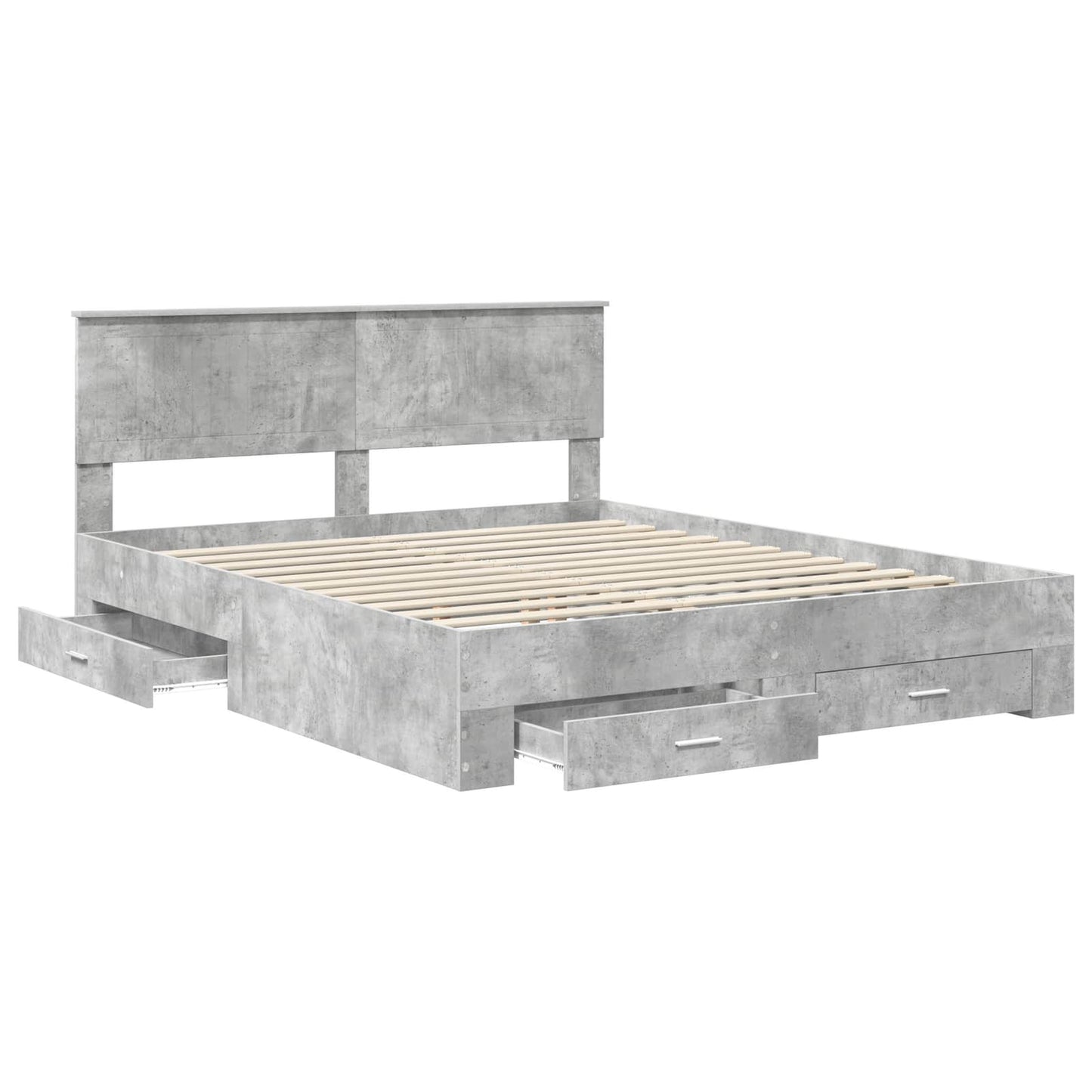 Bed Frame Concrete Grey 160 x 200 cm Engineered Wood