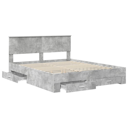 Bed Frame Concrete Grey 160 x 200 cm Engineered Wood
