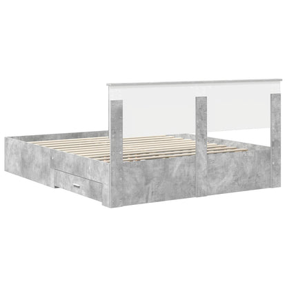 Bed Frame Concrete Grey 160 x 200 cm Engineered Wood