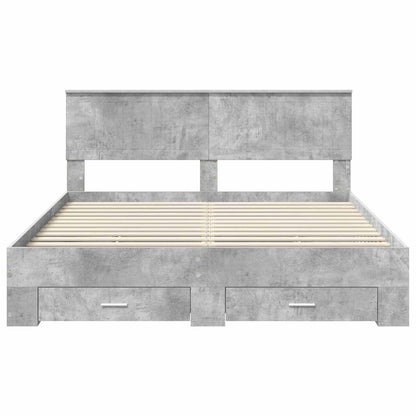 Bed Frame Concrete Grey 160 x 200 cm Engineered Wood