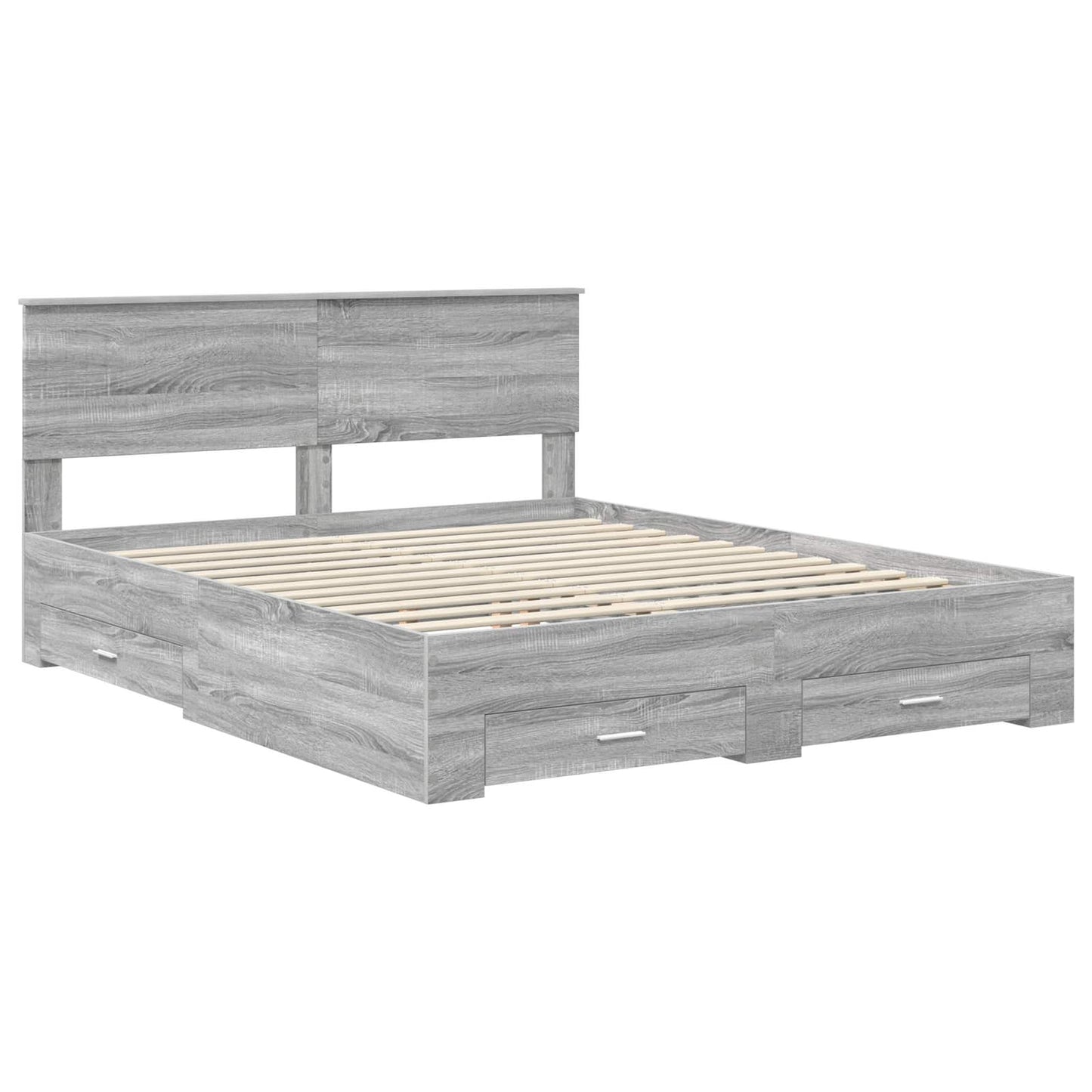 Bed Frame with Drawer Grey Sonoma 160 x 200 cm Engineered Wood