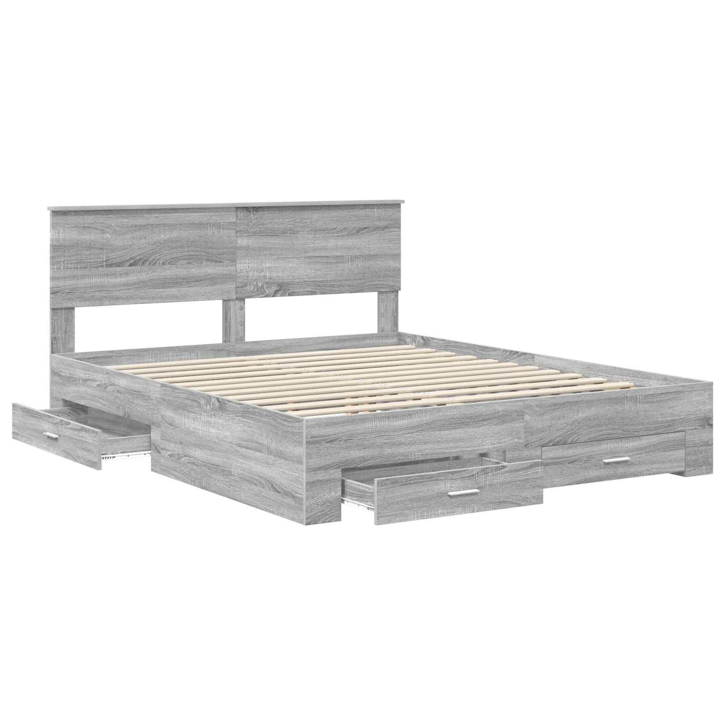 Bed Frame with Drawer Grey Sonoma 160 x 200 cm Engineered Wood