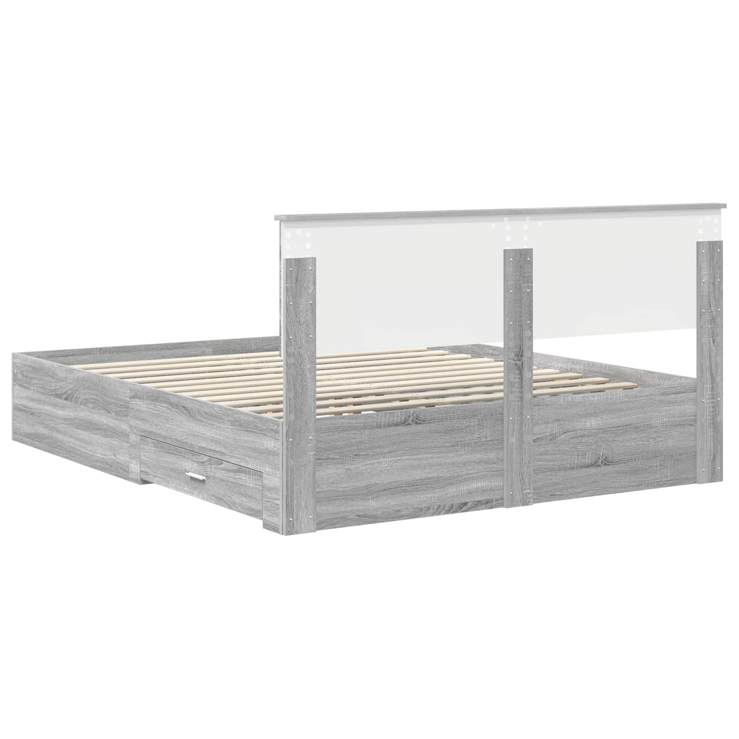 Bed Frame with Drawer Grey Sonoma 160 x 200 cm Engineered Wood