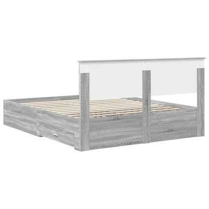 Bed Frame with Drawer Grey Sonoma 160 x 200 cm Engineered Wood