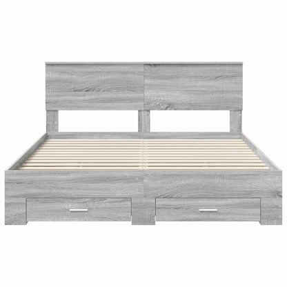 Bed Frame with Drawer Grey Sonoma 160 x 200 cm Engineered Wood