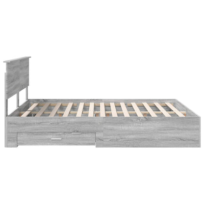Bed Frame with Drawer Grey Sonoma 160 x 200 cm Engineered Wood