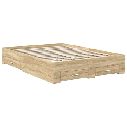 Bed Frame with Drawer Sonoma Oak 140 x 200 cm Engineered Wood