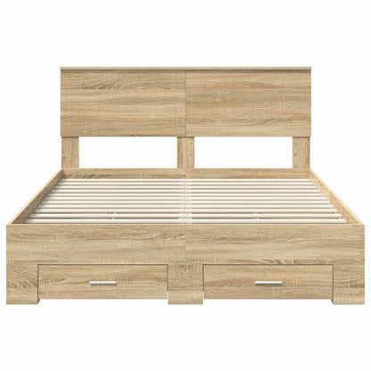 Bed Frame with Drawer Sonoma Oak 140 x 200 cm Engineered Wood