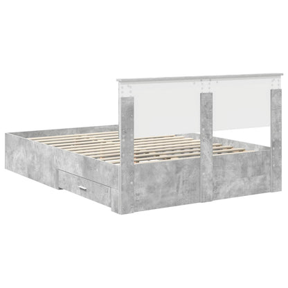 Bed Frame Concrete Grey 140 x 200 cm Engineered Wood