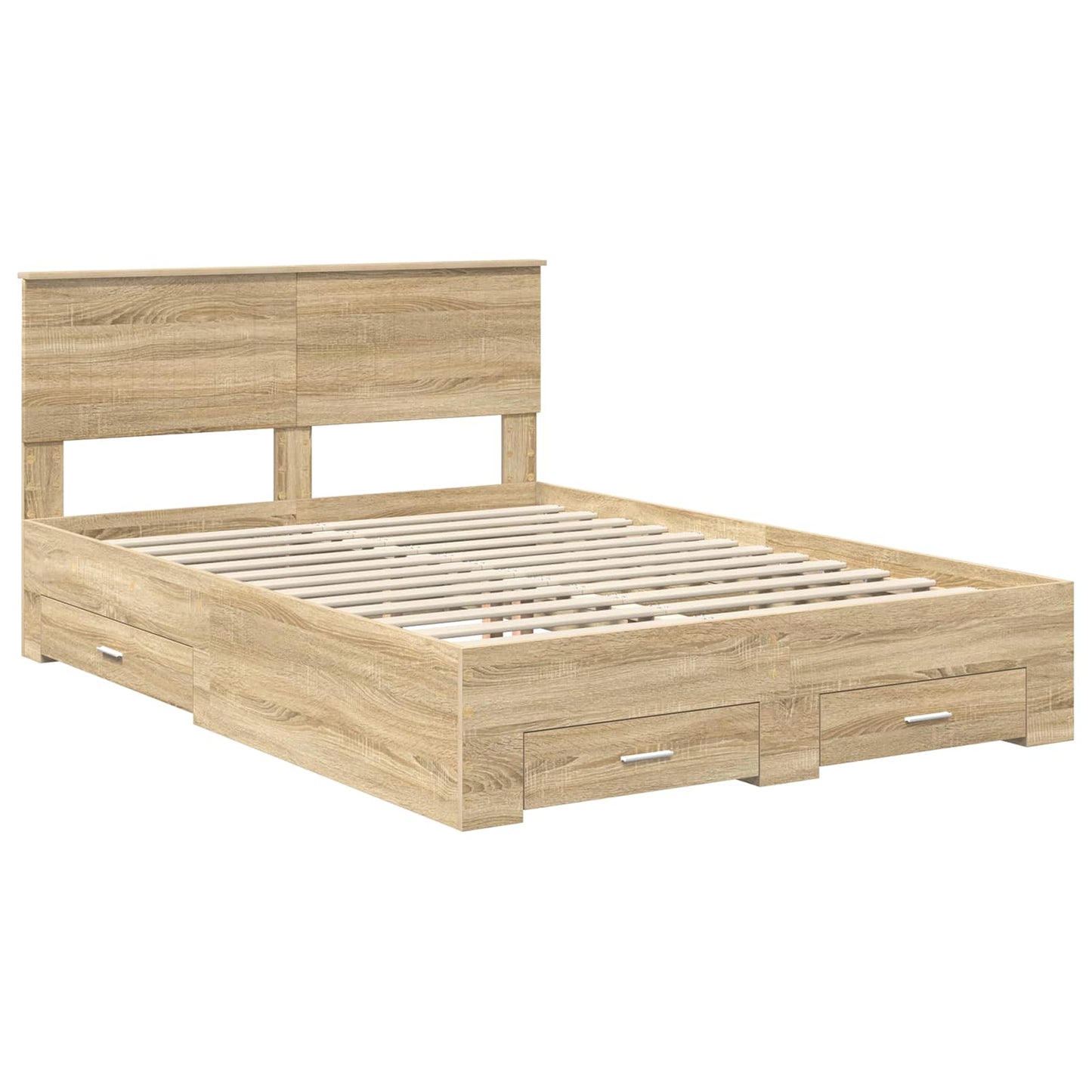 Bed Frame with Drawer Sonoma Oak 140 x 190 cm Engineered Wood