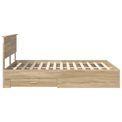 Bed Frame with Drawer Sonoma Oak 140 x 190 cm Engineered Wood