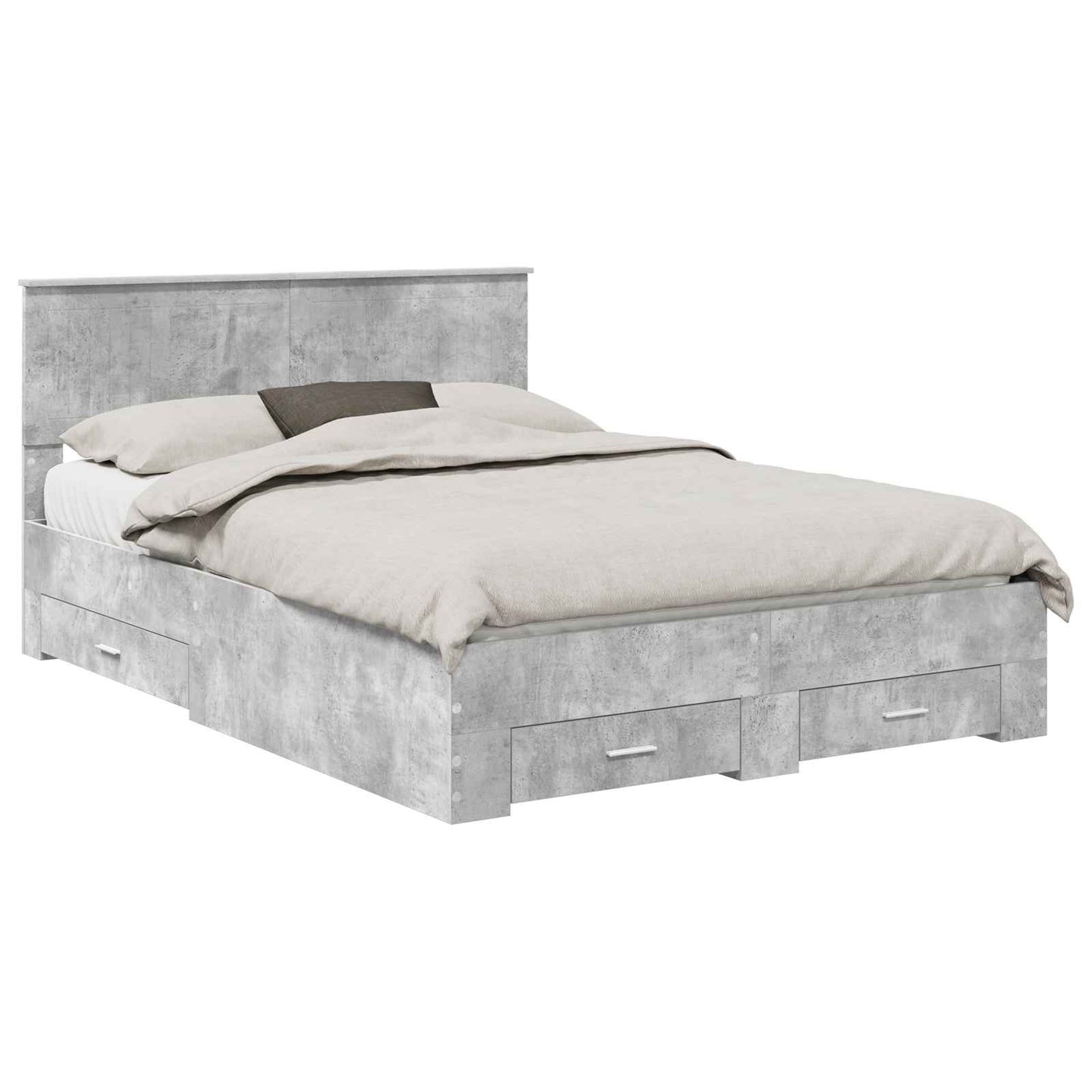 Bed Frame Concrete Grey 140 x 190 cm Engineered Wood