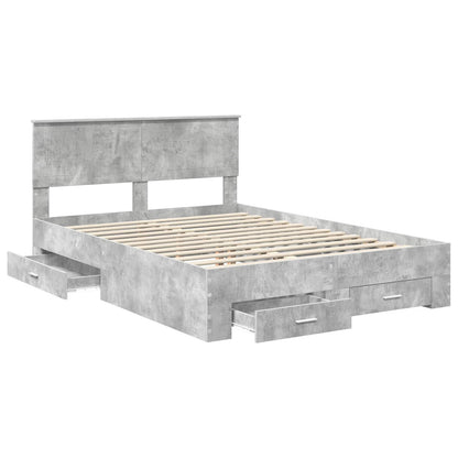 Bed Frame Concrete Grey 140 x 190 cm Engineered Wood