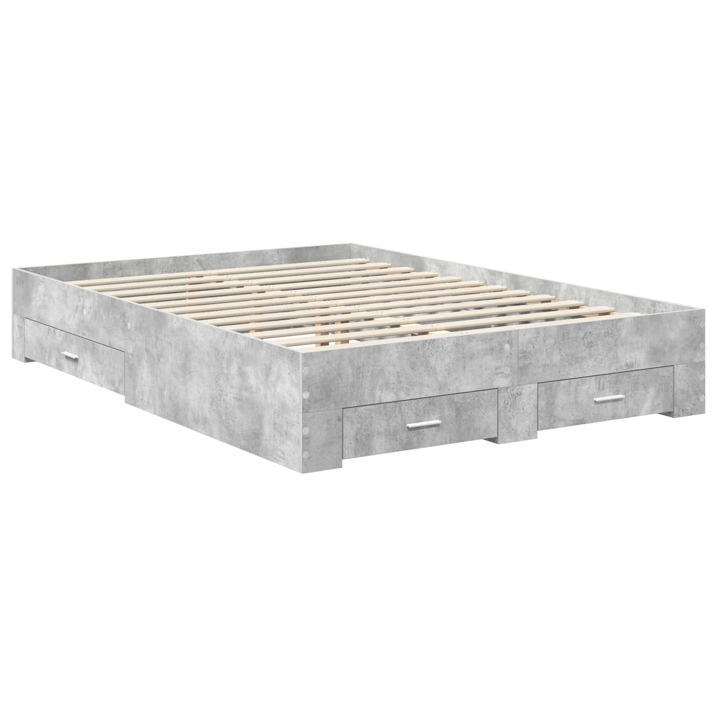 Bed Frame Concrete Grey 140 x 190 cm Engineered Wood